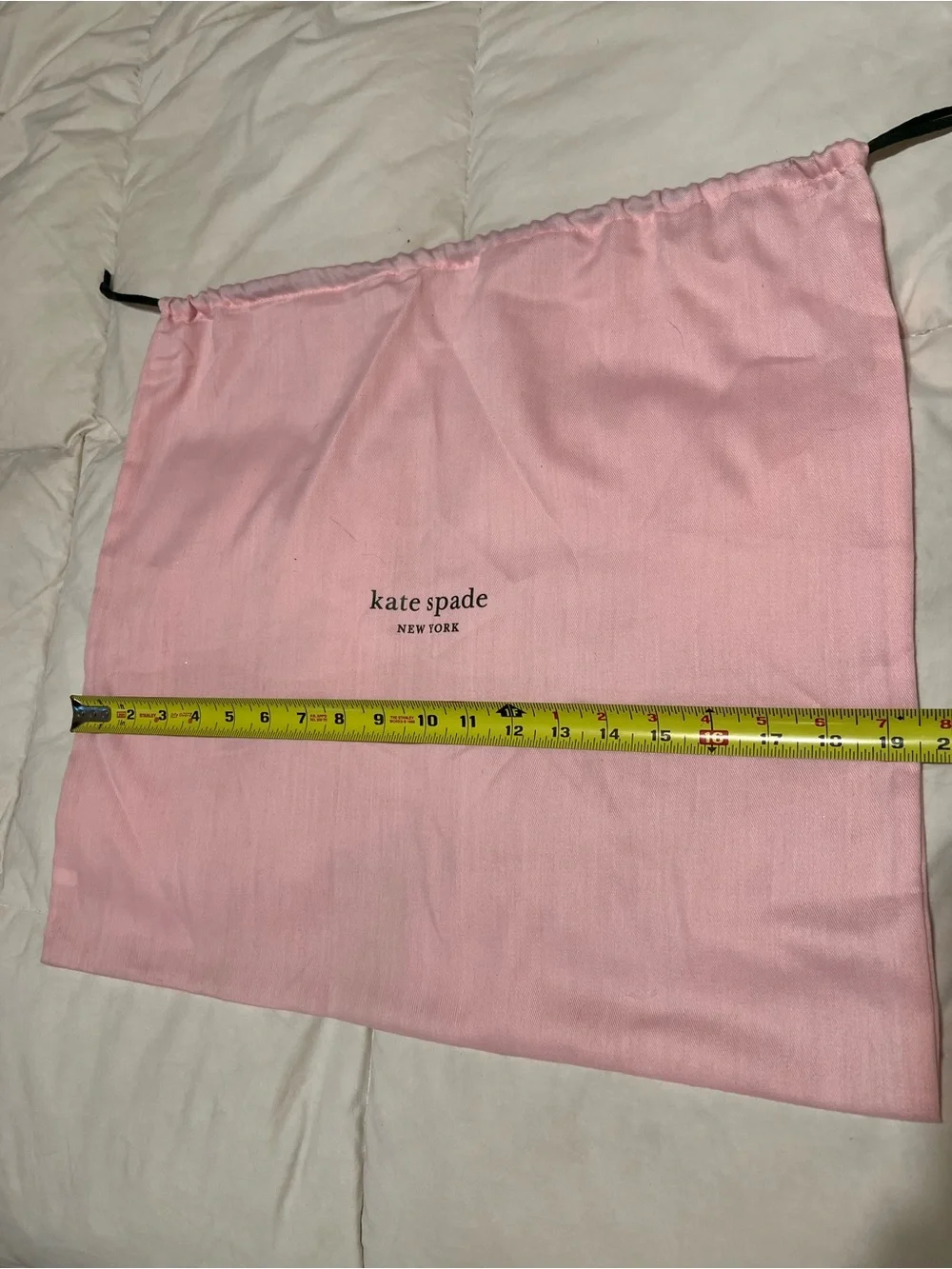 kate spade Light Pink Drawstring Dust Pouch with Black Logo